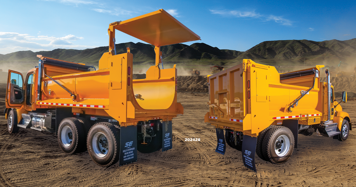 Scelzi orange semi-elliptical dump bed truck